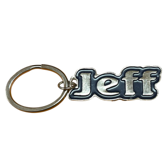 Metal Name Keychain Jeff (Navy)
