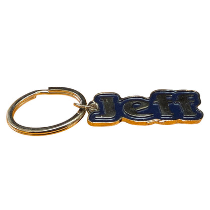 Metal Name Keychain Jeff (Navy)