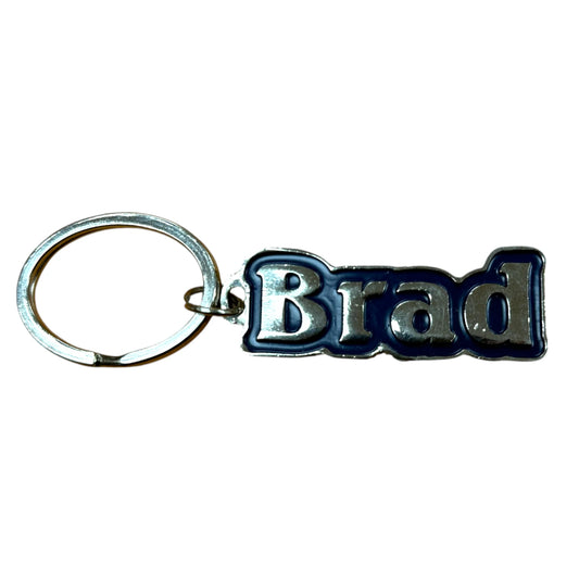 Navy Metal Name Keychain Brad