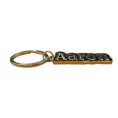 Black Metal Name Keychain Aaron
