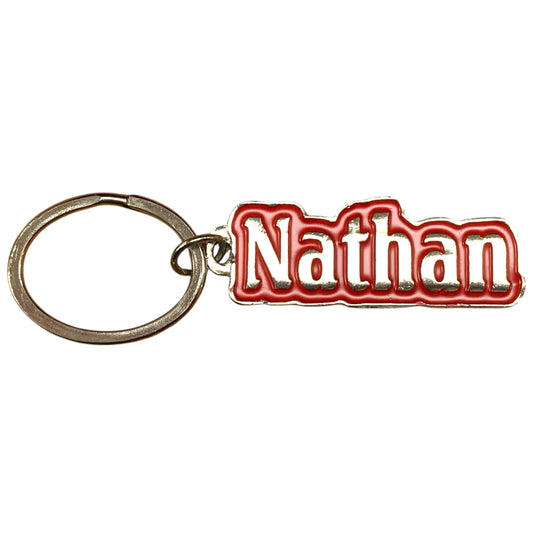 Metal Name Keychain Nathan (Red)