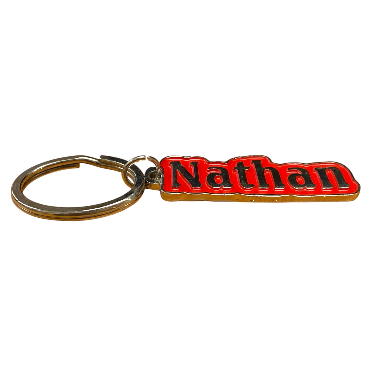 Metal Name Keychain Nathan (Red)