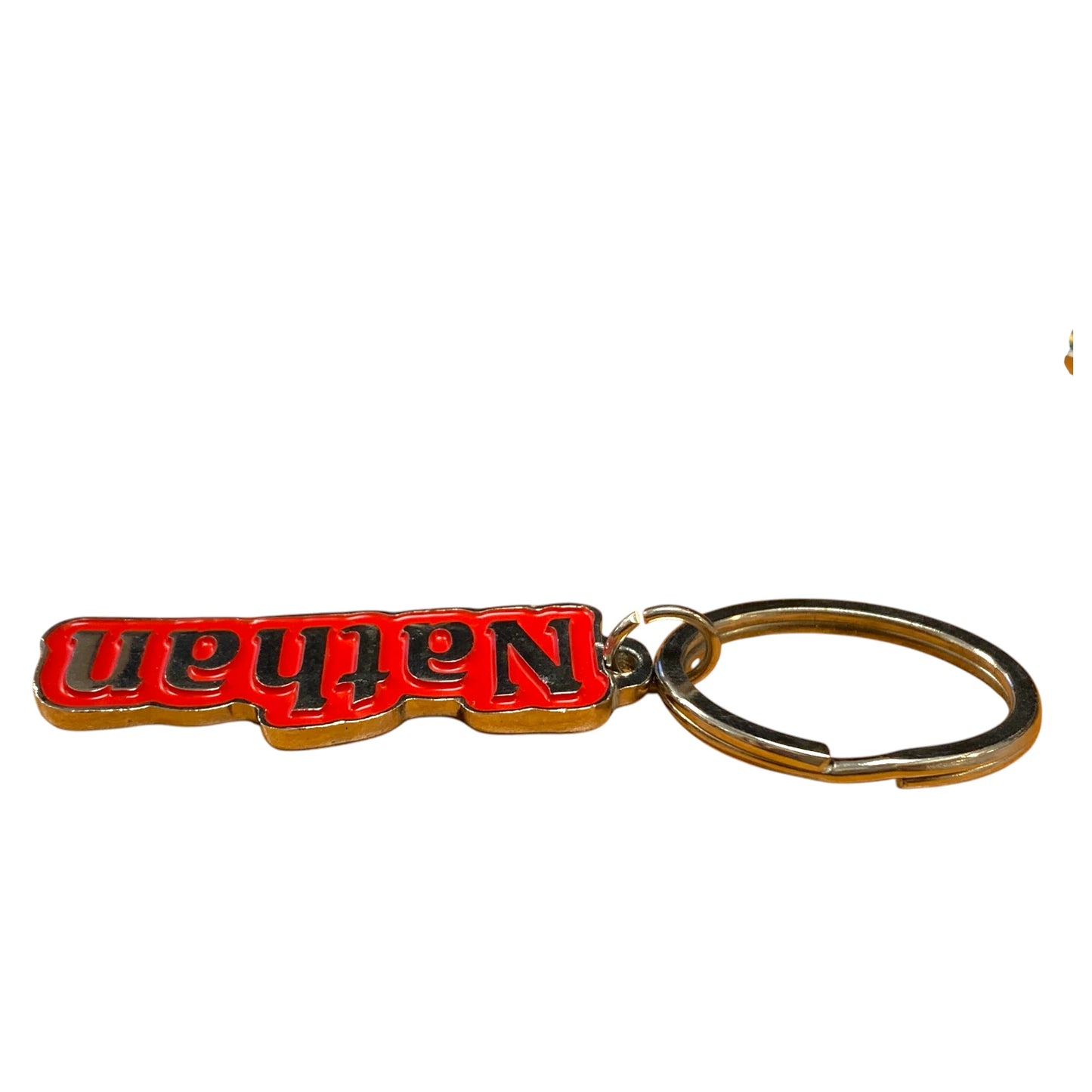 Metal Name Keychain Nathan (Red)