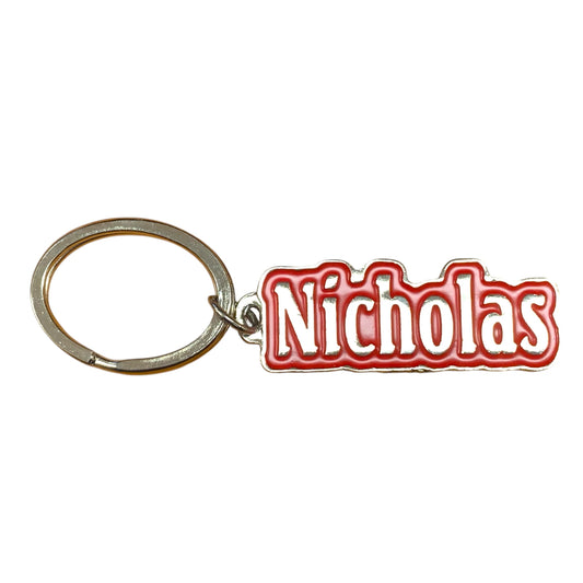 Metal Name Keychain Nicholas (Red)