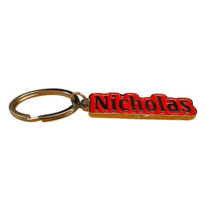 Metal Name Keychain Nicholas (Red)