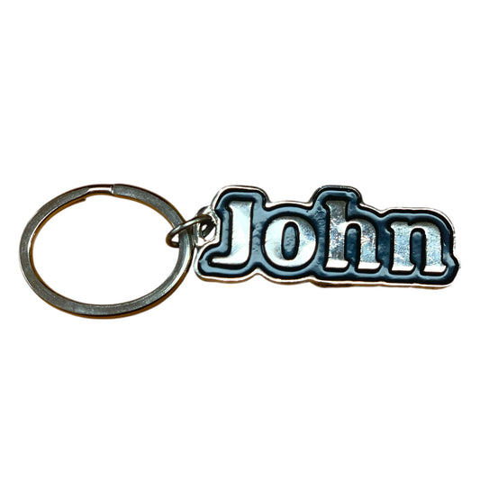 Metal Name Keychain John (Black)