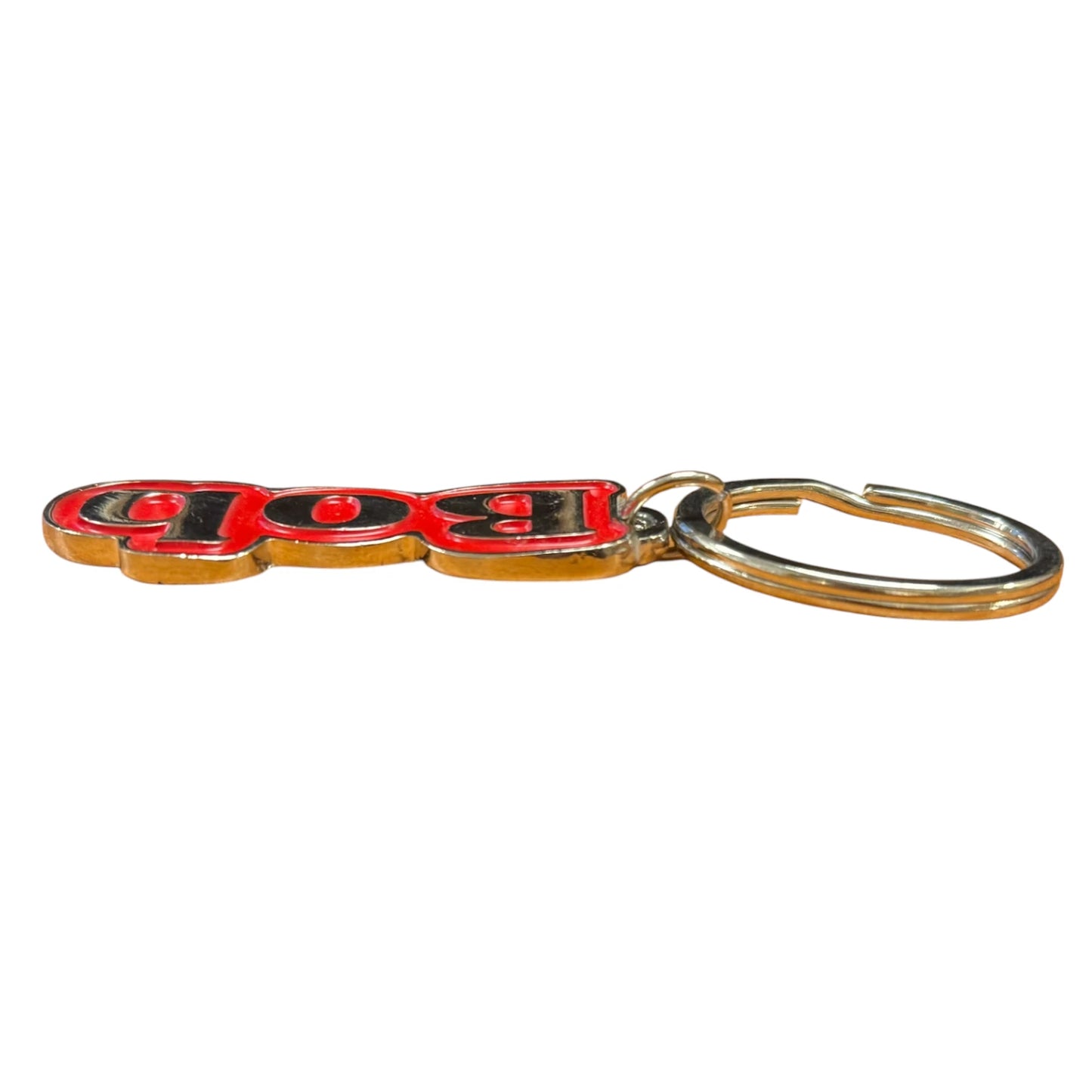 Red Metal Name Keychain Bob
