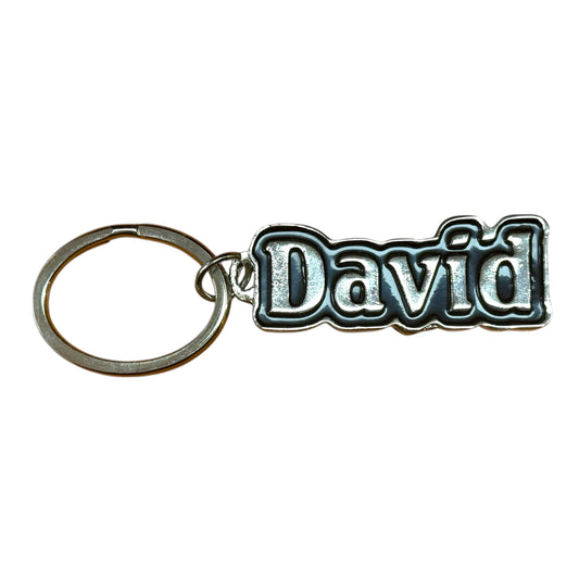 Metal Name Keychain David (Black)