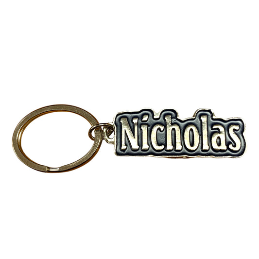 Metal Name Keychain Nicholas (Navy)