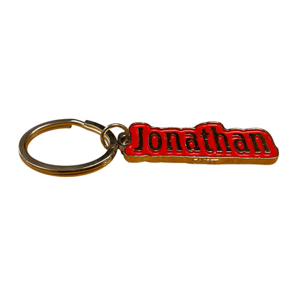 Metal Name Keychain Jonathan (Red)