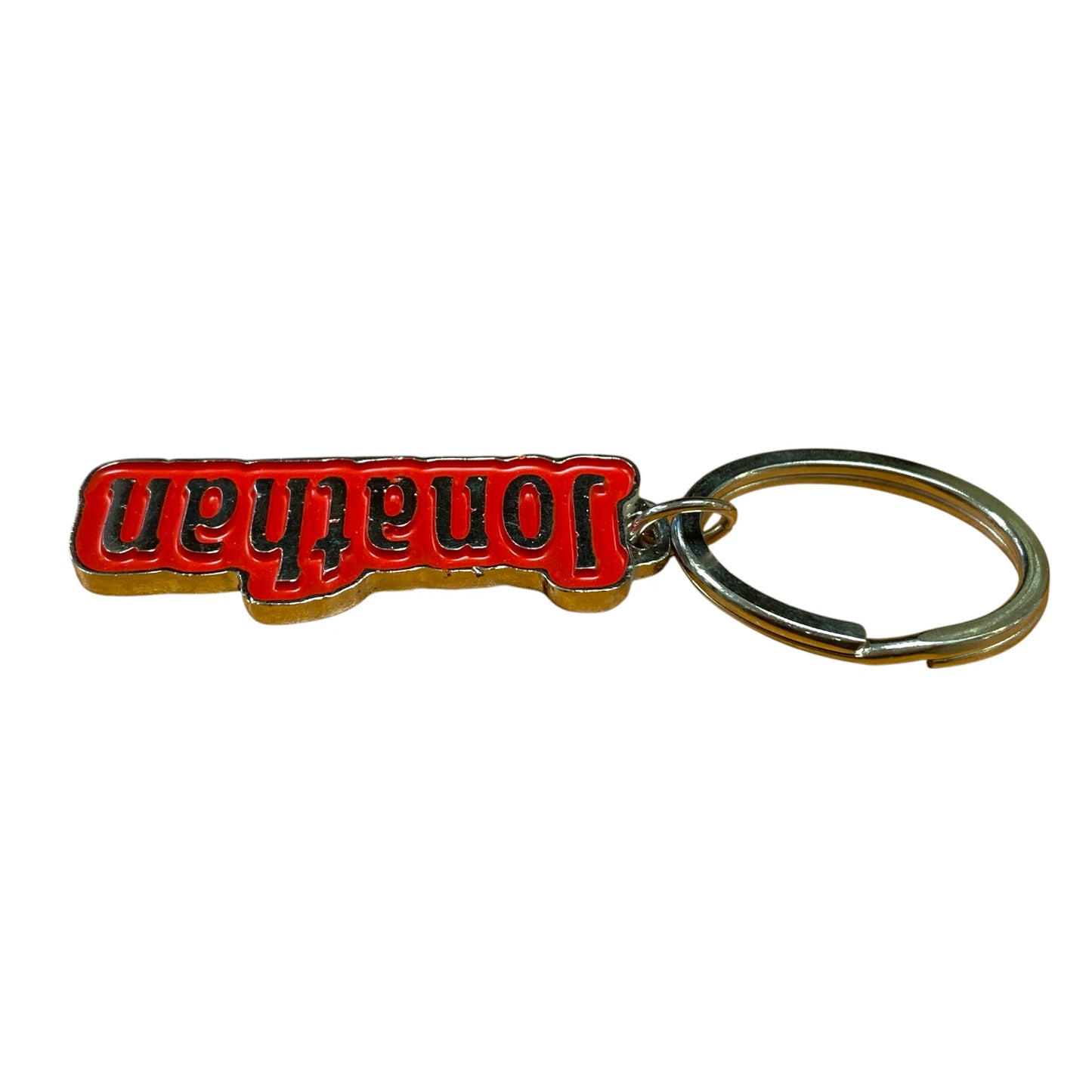 Metal Name Keychain Jonathan (Red)