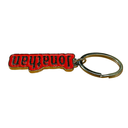 Metal Name Keychain Jonathan (Red)