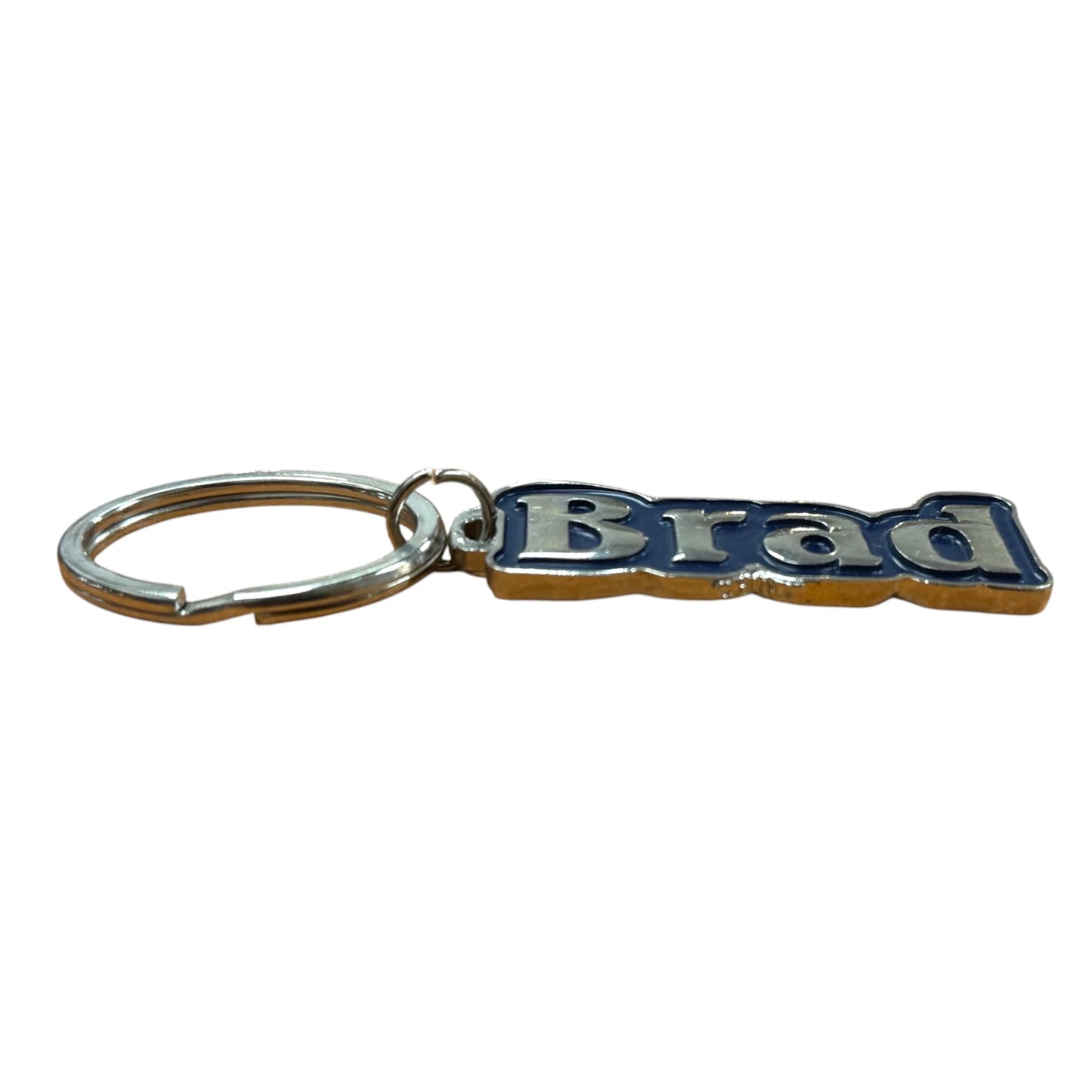 Navy Metal Name Keychain Brad