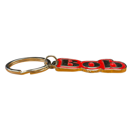 Red Metal Name Keychain Bob