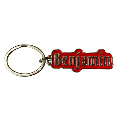 Red Metal Name Keychain Benjamin
