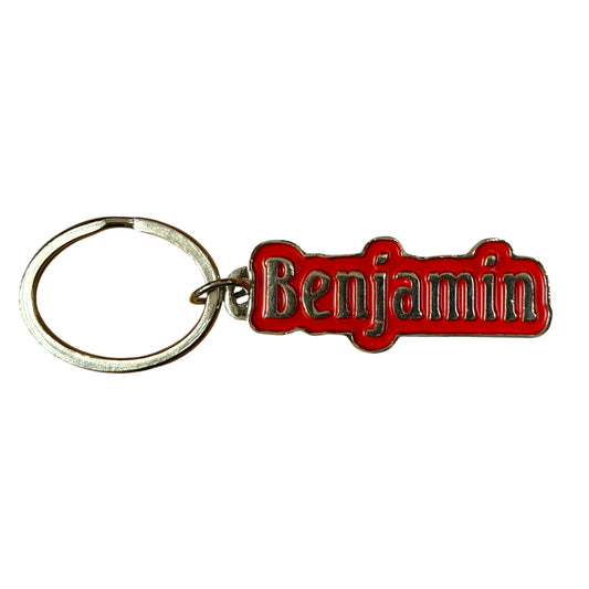 Red Metal Name Keychain Benjamin