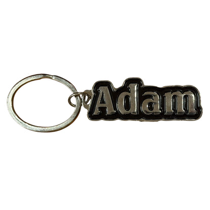 Black Metal Name Keychain Adam