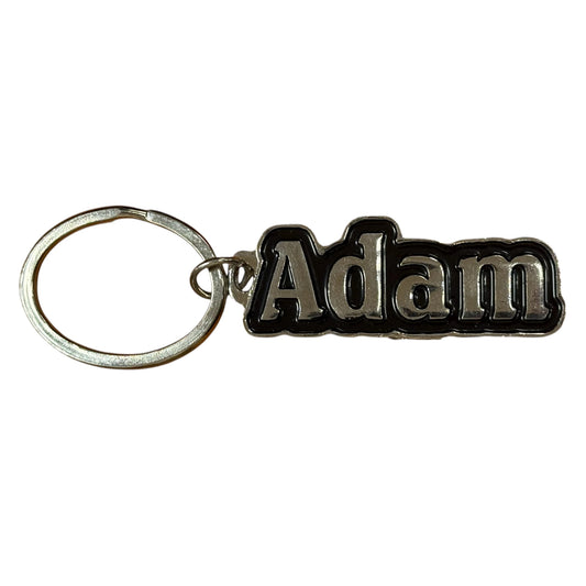 Black Metal Name Keychain Adam