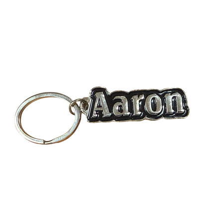 Black Metal Name Keychain Aaron
