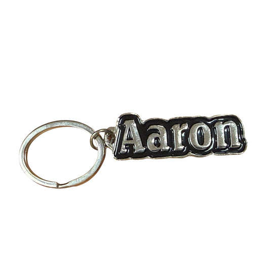 Black Metal Name Keychain Aaron