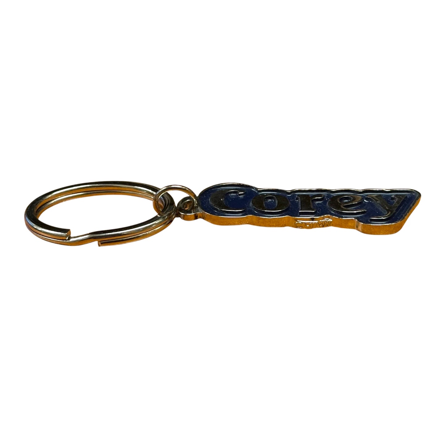 Navy Metal Name Keychain Corey