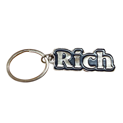 Metal Name Keychain Rich (Navy)