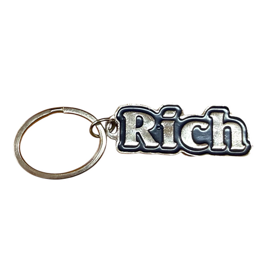 Metal Name Keychain Rich (Navy)