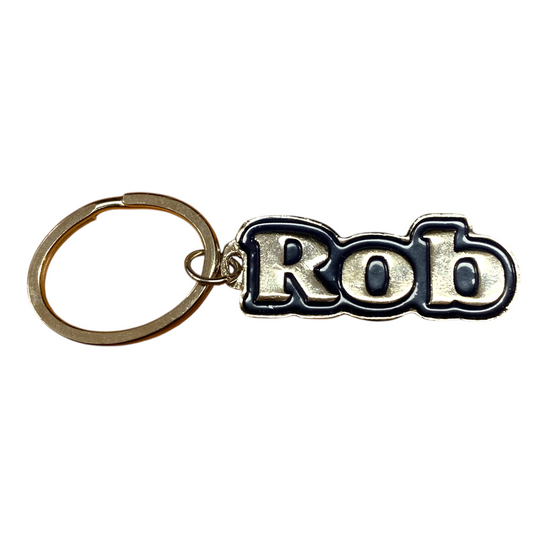 Metal Name Keychain Rob (Navy)