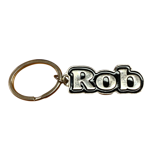 Metal Name Keychain Rob (Black)