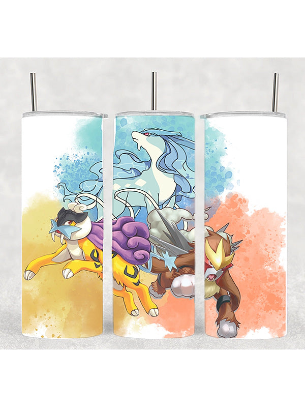 Legendary Dogs Color Splash Poke Anime Drink Tumbler