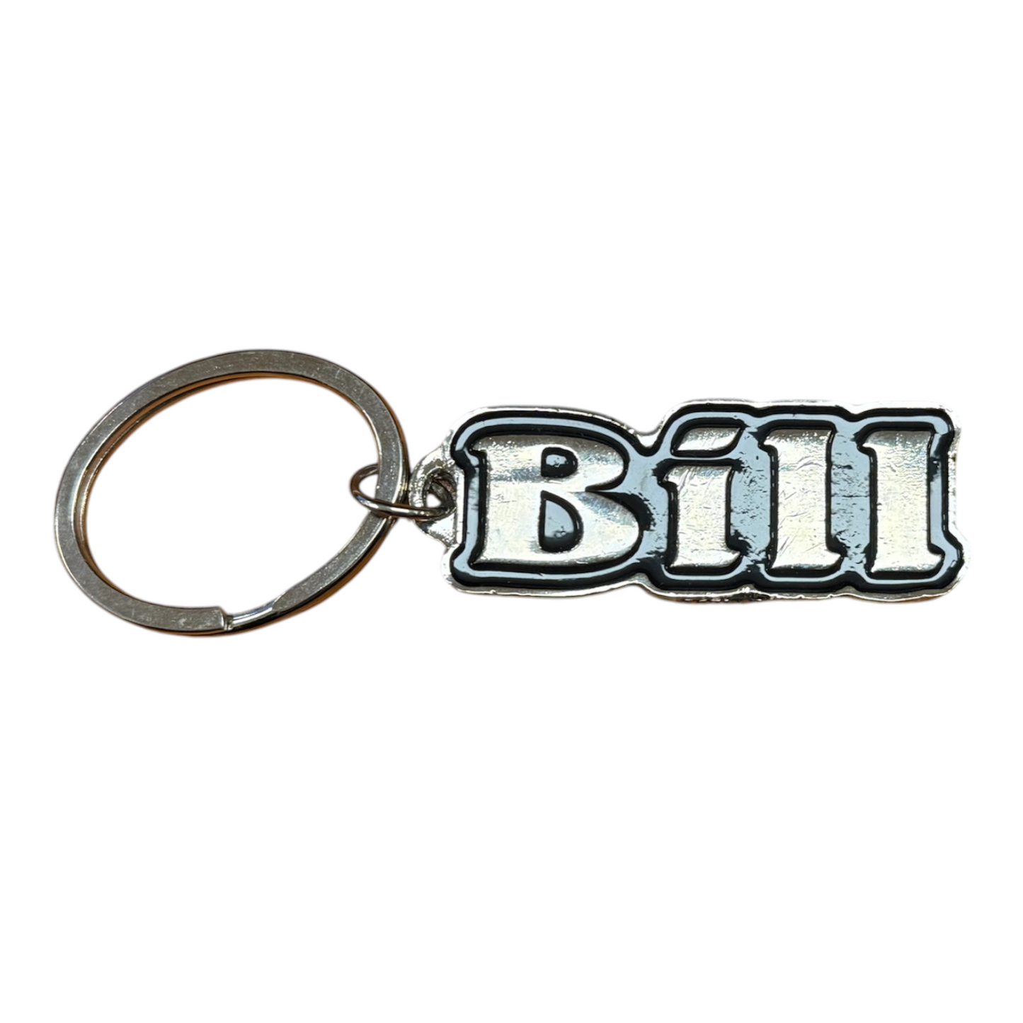 Black Metal Name Keychain Bill