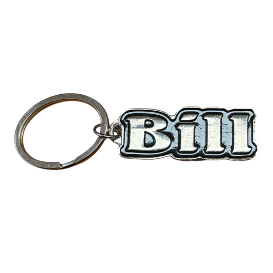 Black Metal Name Keychain Bill
