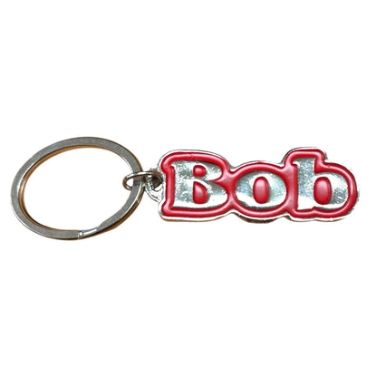 Red Metal Name Keychain Bob