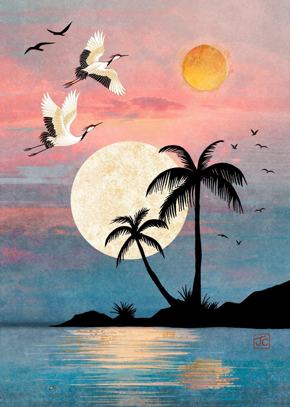 Bug Art Crane Palms Card