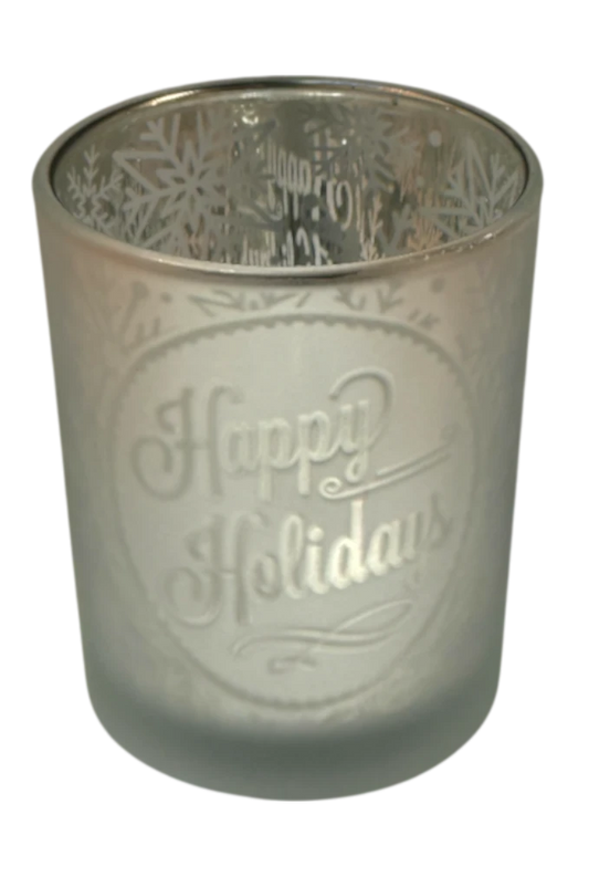 Metallic Candle Pots Happy Holidays