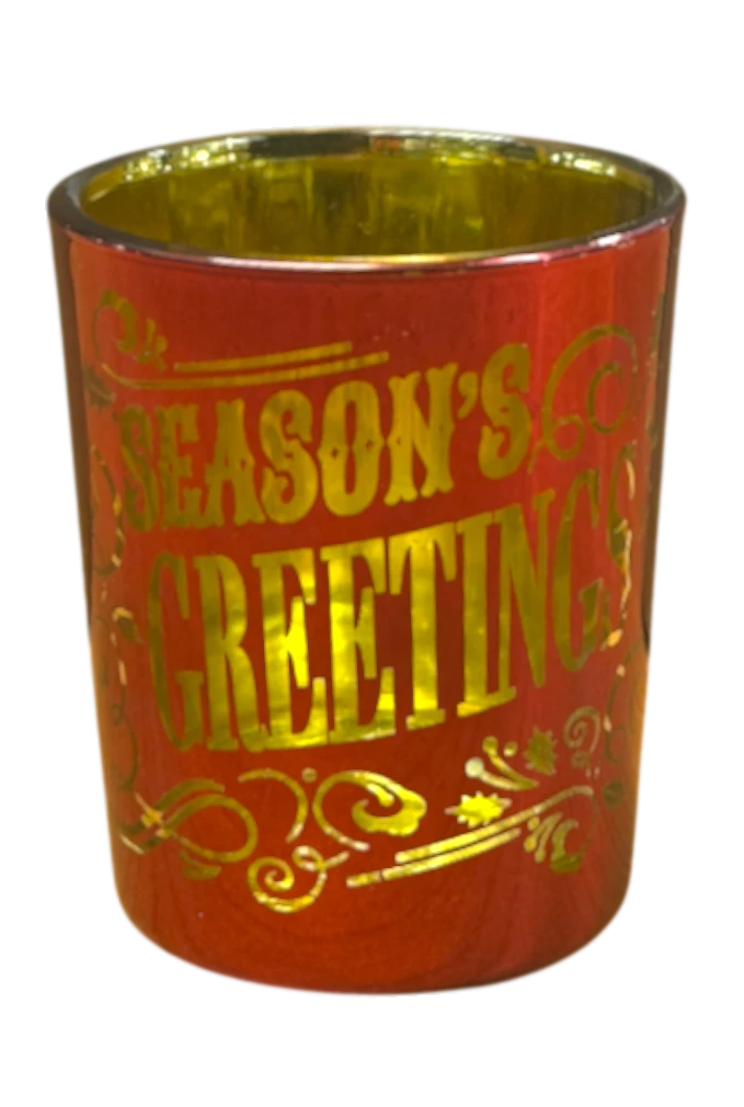 Metallic Candle Pots Season's Greeting