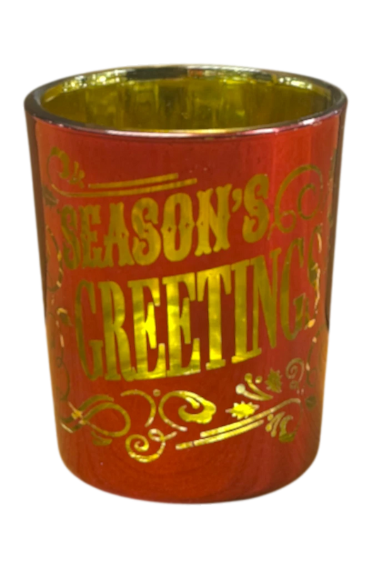 Metallic Candle Pots Season's Greeting