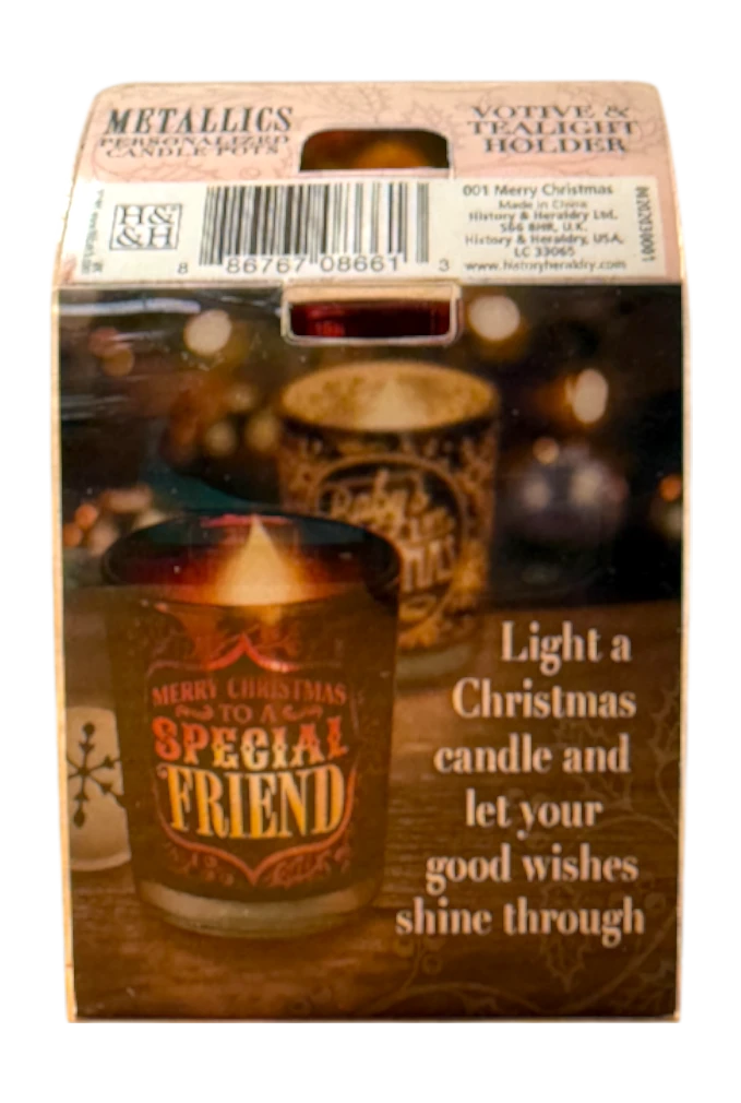 Metallic Candle Pots Merry Christmas