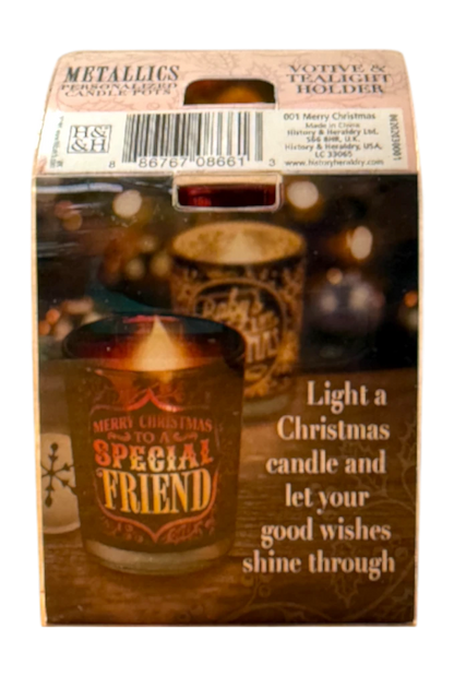 Metallic Candle Pots Merry Christmas