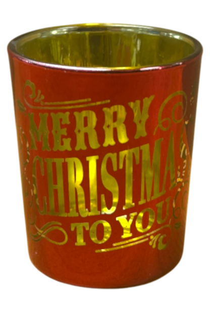 Metallic Candle Pots Merry Christmas