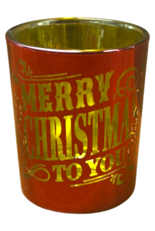 Metallic Candle Pots Merry Christmas