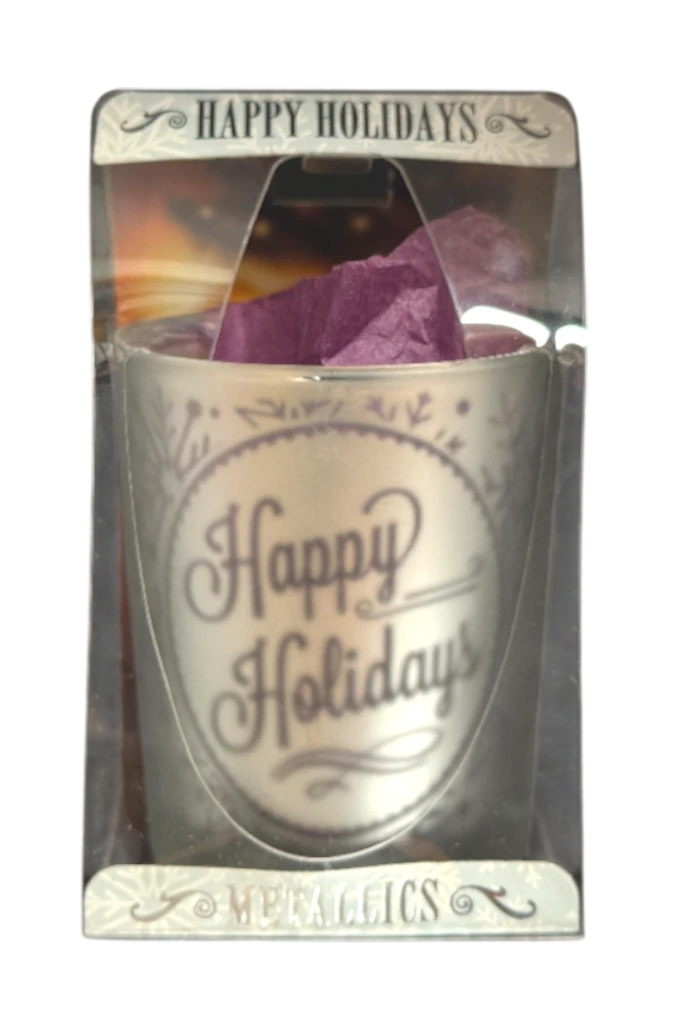 Metallic Candle Pots Happy Holidays