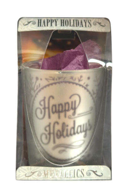 Metallic Candle Pots Happy Holidays