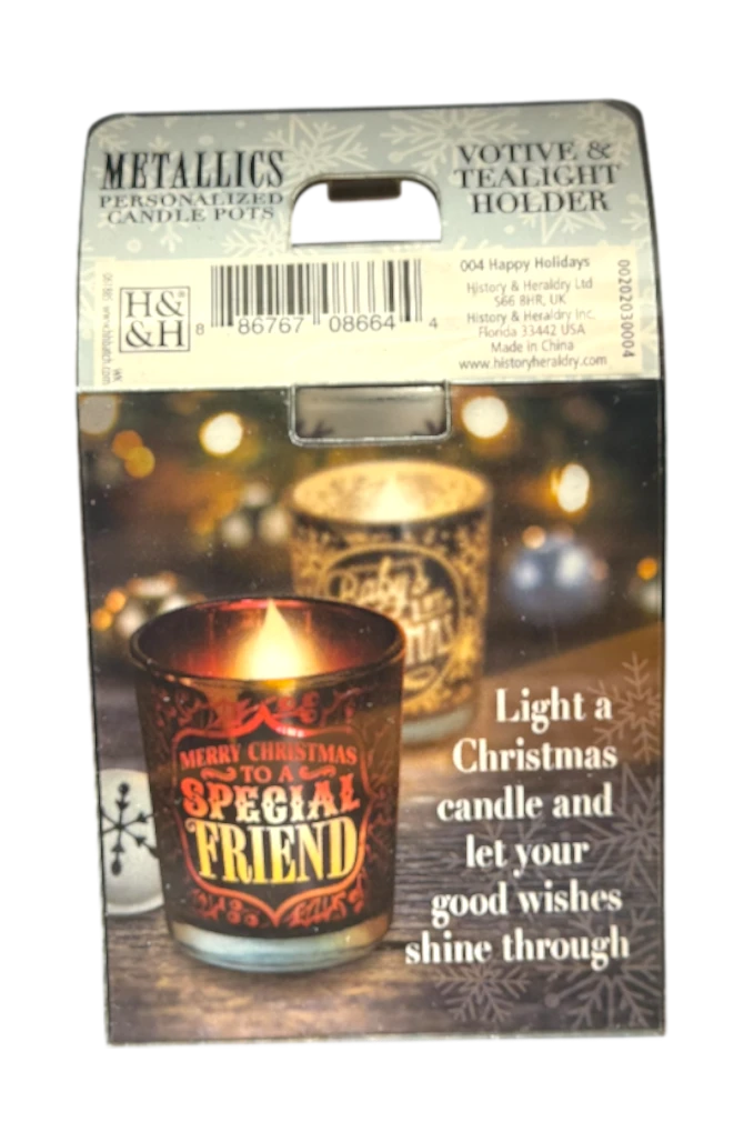 Metallic Candle Pots Happy Holidays