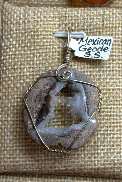 Handmade in Kamloops Pendant Mexican Geode