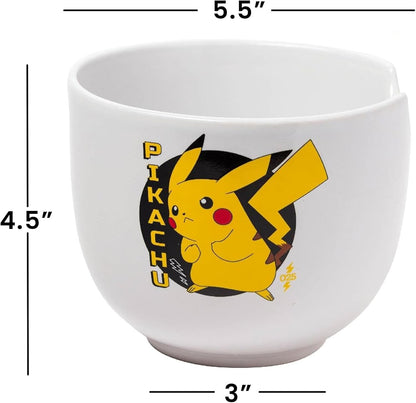 Pikachu Ceramic Ramen Noodle Rice Bowl with Chopsticks