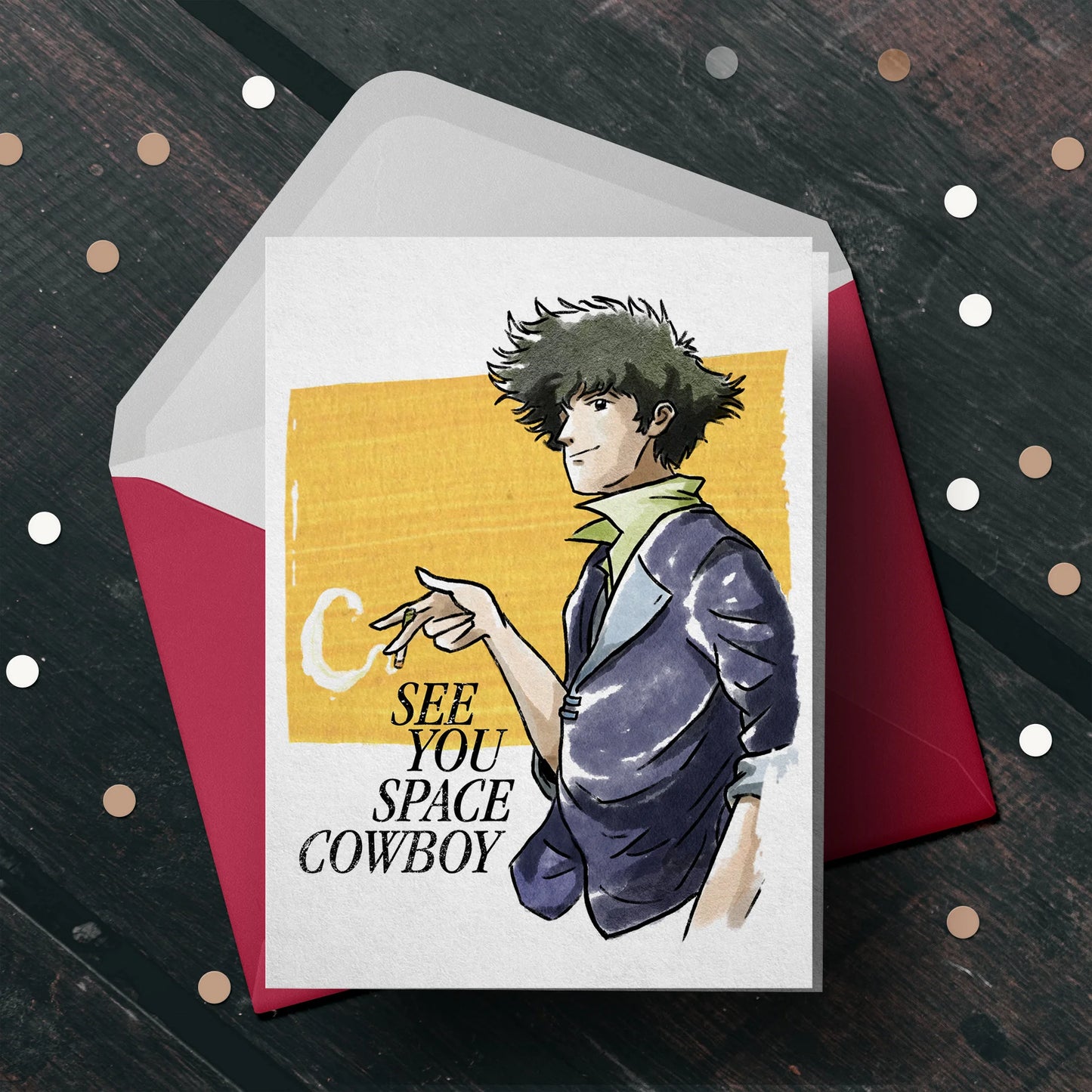 "See You" Space Cowboy Card - Anime Lover Nerd Birthday Card