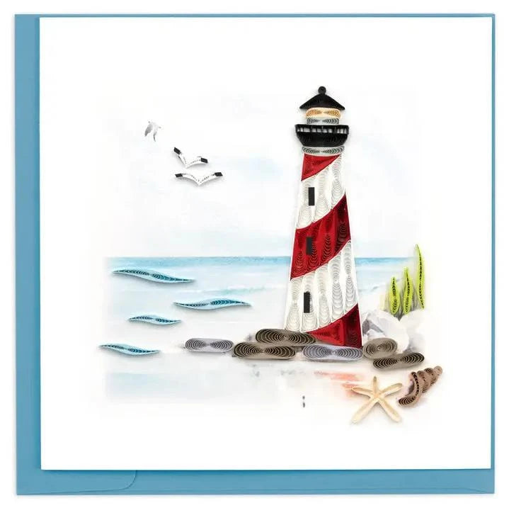Quilled Red & White Light House Greeting Card