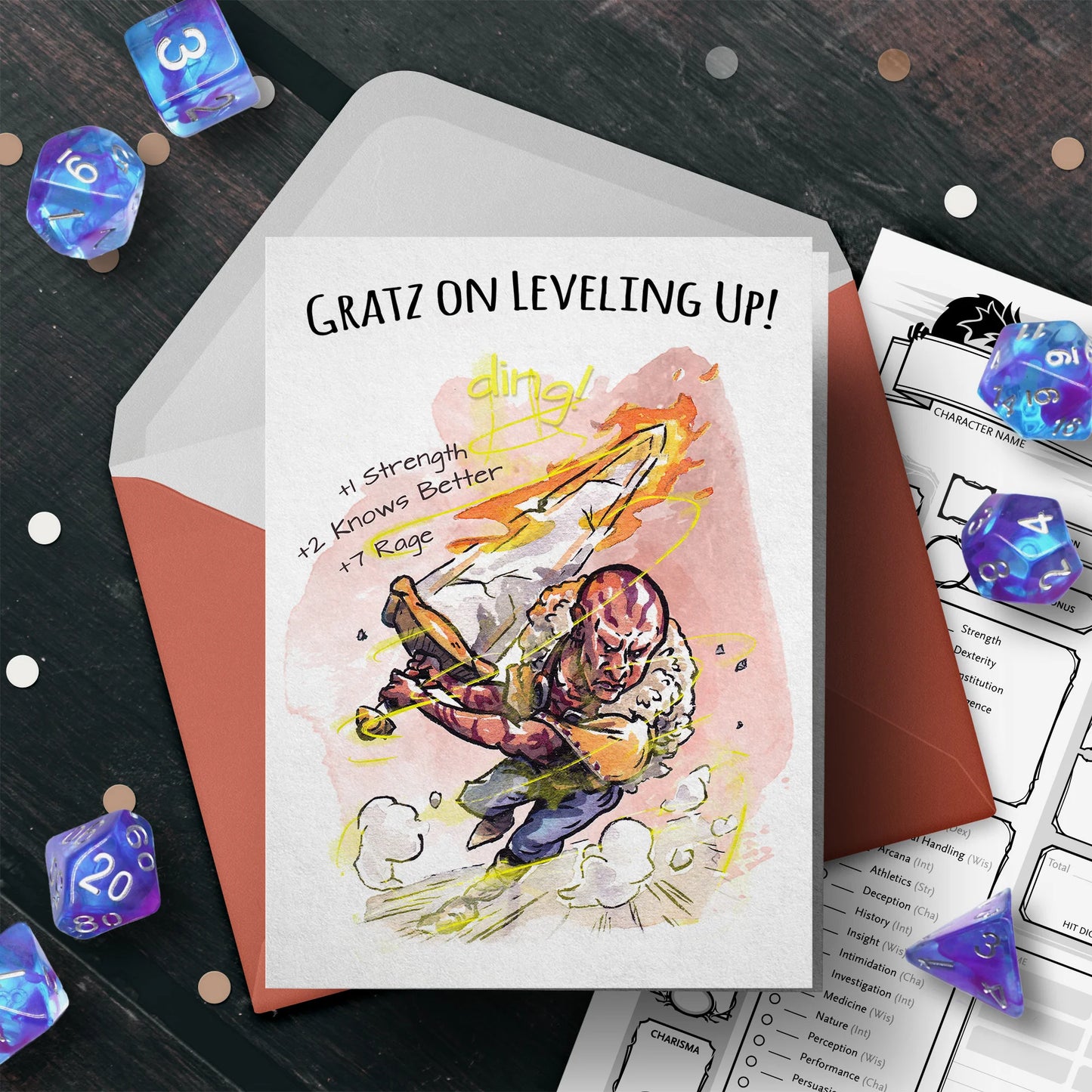 "Gratz on Lvling" (Barbarian) - D&D Nerdy Gamer Birthday Card