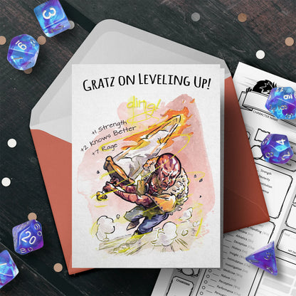 "Gratz on Lvling" (Barbarian) - D&D Nerdy Gamer Birthday Card